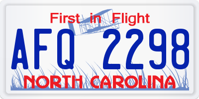 NC license plate AFQ2298