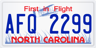 NC license plate AFQ2299