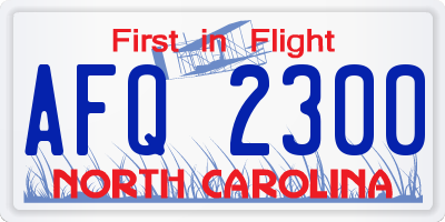 NC license plate AFQ2300