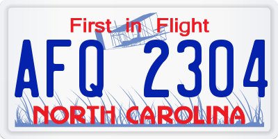 NC license plate AFQ2304