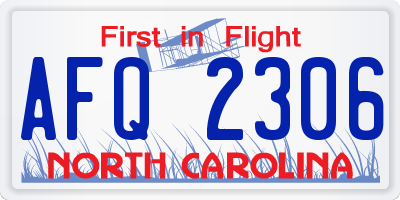 NC license plate AFQ2306
