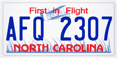 NC license plate AFQ2307