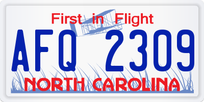NC license plate AFQ2309