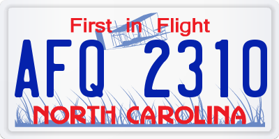NC license plate AFQ2310