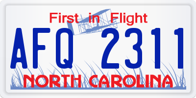 NC license plate AFQ2311