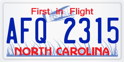 NC license plate AFQ2315