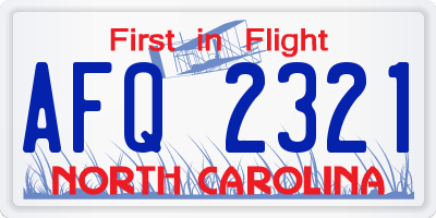 NC license plate AFQ2321