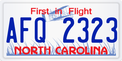 NC license plate AFQ2323