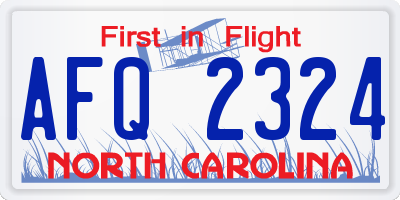 NC license plate AFQ2324