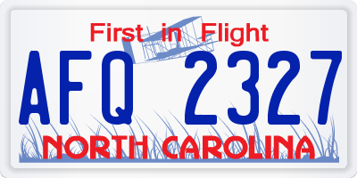 NC license plate AFQ2327