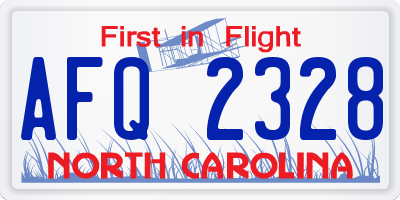 NC license plate AFQ2328
