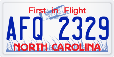 NC license plate AFQ2329