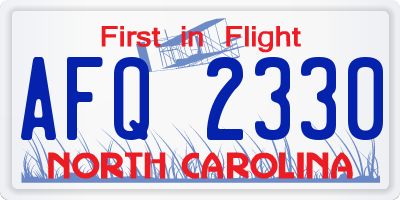 NC license plate AFQ2330