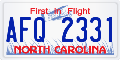 NC license plate AFQ2331