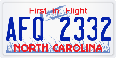 NC license plate AFQ2332