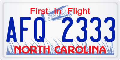 NC license plate AFQ2333