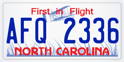 NC license plate AFQ2336