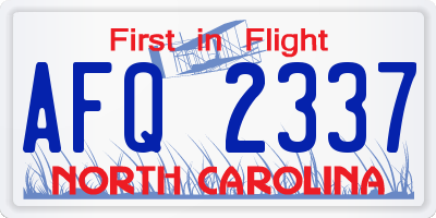NC license plate AFQ2337
