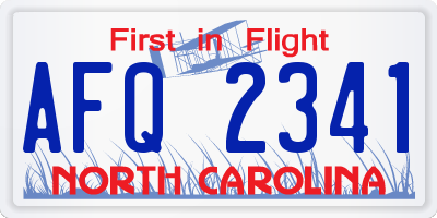 NC license plate AFQ2341