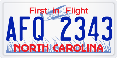 NC license plate AFQ2343
