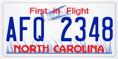 NC license plate AFQ2348