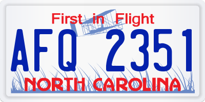 NC license plate AFQ2351