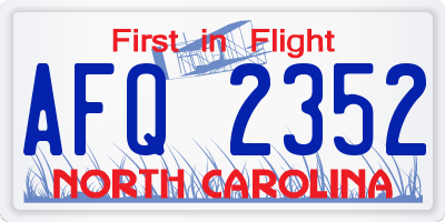 NC license plate AFQ2352