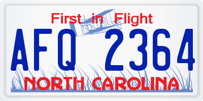 NC license plate AFQ2364