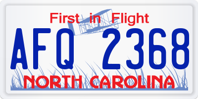 NC license plate AFQ2368
