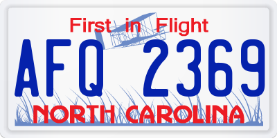 NC license plate AFQ2369