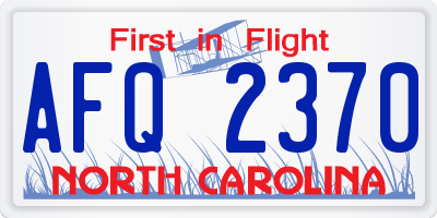 NC license plate AFQ2370