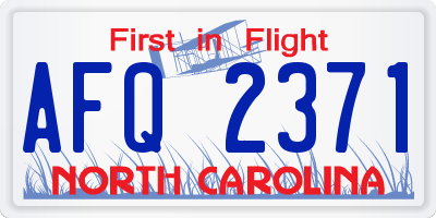 NC license plate AFQ2371