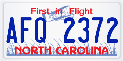NC license plate AFQ2372