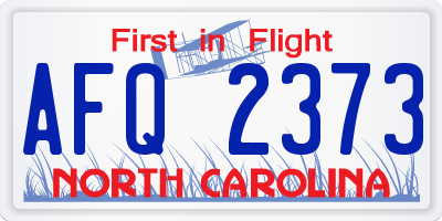 NC license plate AFQ2373