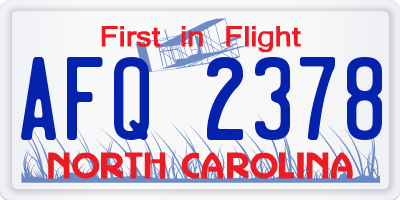 NC license plate AFQ2378