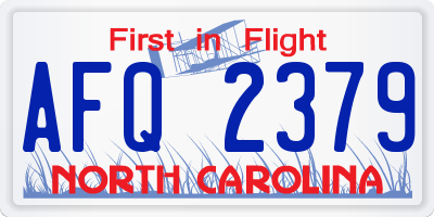 NC license plate AFQ2379