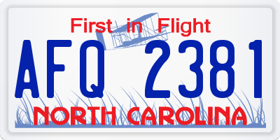 NC license plate AFQ2381