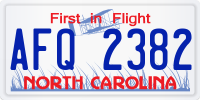 NC license plate AFQ2382