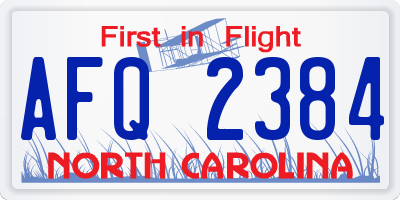 NC license plate AFQ2384