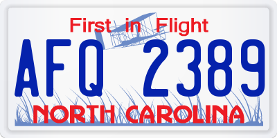 NC license plate AFQ2389