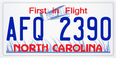 NC license plate AFQ2390