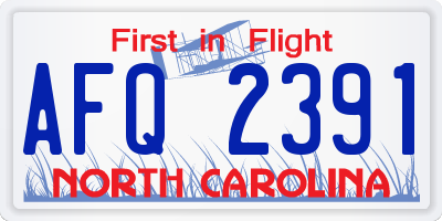 NC license plate AFQ2391