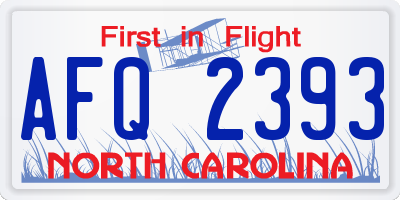 NC license plate AFQ2393