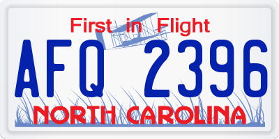 NC license plate AFQ2396