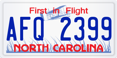 NC license plate AFQ2399