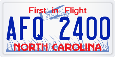 NC license plate AFQ2400