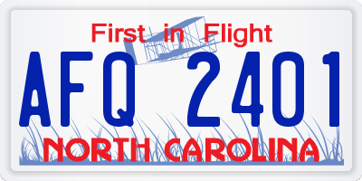 NC license plate AFQ2401