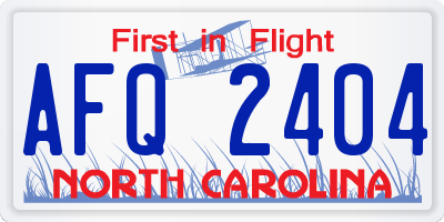 NC license plate AFQ2404