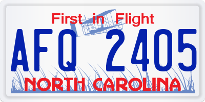 NC license plate AFQ2405