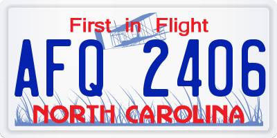 NC license plate AFQ2406